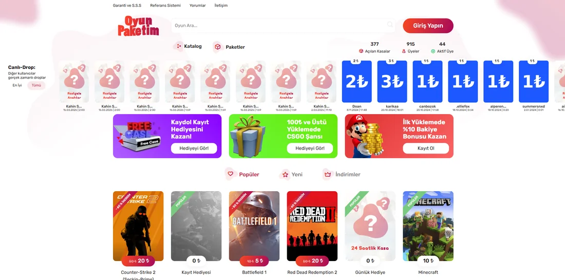 OyunPaketim — E-ticaret ve otomasyon